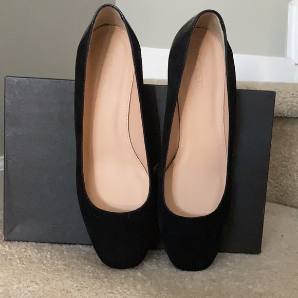NWOT J Crew Black Suede heels w/ Croc embossed Heel sz 8. Brand new, never worn. - Picture 4 of 5